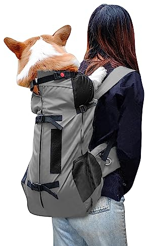 Galatée Hunde -Rucksack, Hundeträger Verstellbarer Rucksack, Vollständig Belüftet, Hundeträgertasche, Haustier -Rucksack Für Das Gehen Im Freien Im Freien, Das Bergklettern Zu Gehen(Grau)