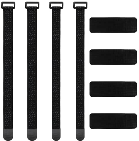 Sangles Élastiques, Lot de 4 Sangles de Vélo Elastiques avec Fermtures Crochet et Boucle, Sangle Élastique avec Boucle Anti-Glisse pour Organisation de Câbles et Tubes de Vélos, 2 Tailles