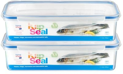 HOMESHOPA Rectangular Bacon Storage Containers, 2 Pack 1.1 Litre Plastic Leakproof Food Storage Boxes with Lids, BPA Free Stackable & Airtight, Microwave & Freezer Dishwasher Safe