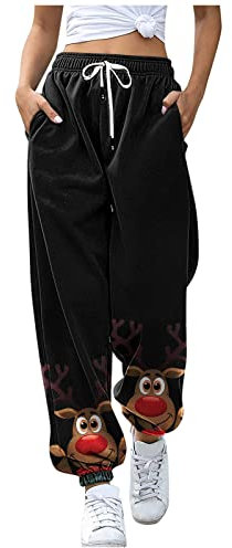 Generisch Damen High Waist Sportlich Sweathose Lang Weihnachts Hosen Warm Winterhose Jogginghose Taschen Weihnachten Damenbodenhose Sportliche Taille Jogging-Hochdruckhose Leichtathletische Hosen
