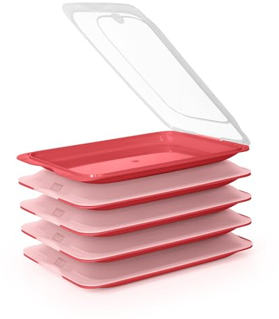 Porta Embutidos y Alimentos Sistema Fresh, Conservación Óptima de Lonchas en Nevera (5X Burdeos)