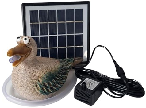 Gárgola solar para estanques y mini estanques – Figura de cerámica con bomba solar – Jardín y balcón decoración fuente solar
