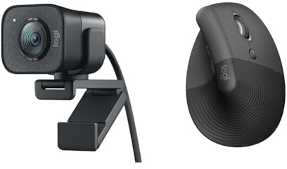 Logitech StreamCam – Live Streaming Webcam for Youtube and Twitch & Lift Vertical Ergonomic Mouse, Wireless, Bluetooth or Logi Bolt USB receiver