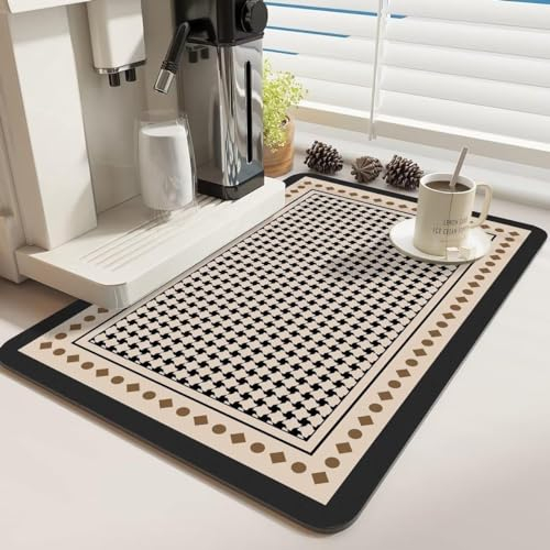 Gambo Abtropfmatte Braune Geometrie Spülbeckenmatte Für Geschirr,Umweltfreundlich,Hitzebeständig,rutschfest,Wasserfiltermatte,Starke Wasseraufnahme,Leicht Zu Reinigen,40 X 60 cm