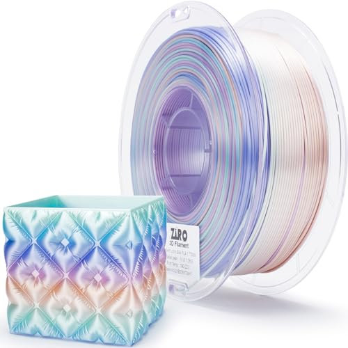 ZIRO Silk Multicolor 3D Drucker Filament, Seide Regenbogen PLA Filament 1.75mm für Die Meisten 3D Drucker, Maßgenauigkeit +/-0.03mm, 1kg/2.2lb Spule, Pastell Perle