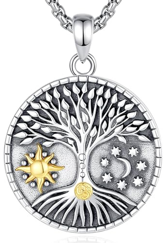 CELESTIA Lebensbaum Kette Silber 925 Damen Kette Lebensbaum mit Anhänger Frauen Schmuck Geschenk zum Muttertag für Mama Oma Tante