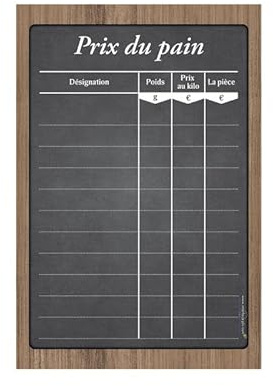 Panneau PRIX DU PAIN dimensions 60 x 40 cm
