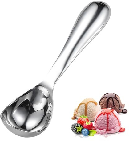 Ice Cream Scoop Stainless Steel with Comfortable Handle, Ice Cream Spoon Sturdy Icecream Scooper for Cookie Dough, Mash Potatoes, Melon Balls, Dishwasher Safe