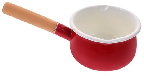 Mikinona Small Milk Pot Handle for Kitchen Cooking Non-Stick Enamel Saucepan for Milk Heating and Food Preparation