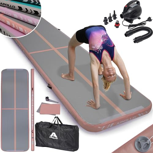 Apollo Air Mat Pro - Air Track Turnmatte für Erwachsene, auch als Gymnastikmatte für Kinder nutzbar, erhältlich in 3m und 4m Länge, aufblasbare Air Matte für zuhause, Outdoor Air Tumbling Matte