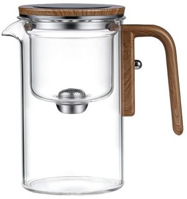 Enchantipot Magische Glas-Teekanne mit Teesieb und Holzgriff, 720 ml, transparente Teekanne für Hexerei und Teeliebhaber, perfekt zum Aufbrühen von Kräutertees, losen Blättern und Blumentees