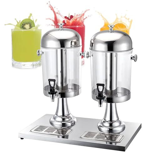 Dispensador De Bebidas De 2/4/6 Galones, Dispensador De Bebidas Transparentes, Cerveza, Agua, Jugo, Bebidas FríAs, MáQuina Dispensadora De Bebidas De Acero Inoxidable,Silver-DoubleShape