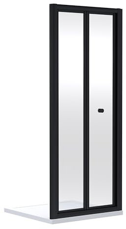 Balterley Bifold Shower Door, Round Handles Bi Folding Door, 4mm Toughened Safety Glass Bi-Fold Shower Doors, Reversible Bifolding Doors Internal, Sliding Glass - 690 x 39 x 1900mm (Black)