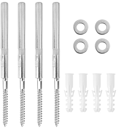 4 165×10mm Pièces Fixation Invisible Etagère, Inclus Tube D'expansion, Rondelles, Support de Tablette, Robuste et Durable, Convient pour Armoire, Meuble, Garde robe, Salle de Bain (argent)