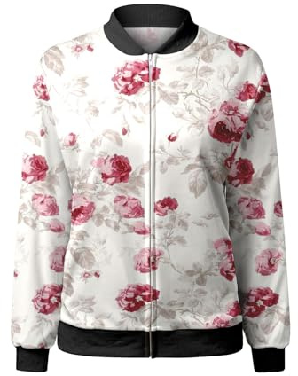 XUEJIANN Felpa da donna con chiusura lampo – Felpa da donna senza cappuccio elegante – Giacca invernale corta calda felpa oversize con stampa cappotto corto/tradizionale bavarese, Colore: rosa., XL