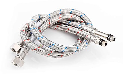 Home Range WRAS Approved M10 (10mm) x 3/8, 500mm |2 Lengths| Flexible Tap Connector Pair, Stainless Steel Monobloc Mixer Tap Hoses, Leak-Proof Flexible Pipes for Hot & Cold Water Supply