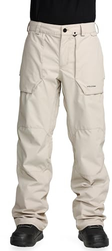 Volcom Men's Roan Snowboard Ski Pant – 20K Waterproof, V-Science 2-Layer, Zip Tech®, Stone, Large