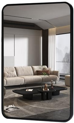 moderntop Black Aluminium Frame Square Wall Mirror – 80x60cm moisture-resistant bathroom mirror for bedroom, living room and hallway, horizontal or vertical mounting possible