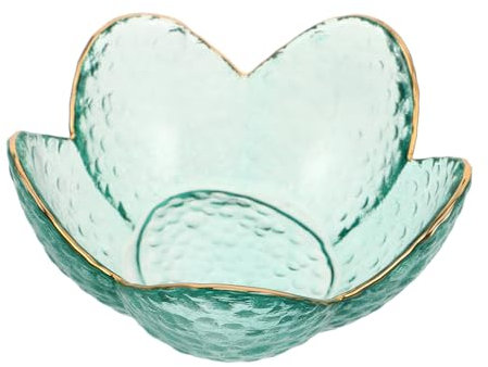 TOPPERFUN Petit Plateau à Bijoux en Verre Vert Forme Fleur, Porte-anneaux Élégant et Compact pour Bagues, Décoration Esthétique Chambre ou Table de Chevet