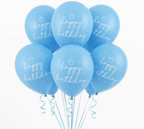 10 Luftballons Happy Birthday Geburtstag Junge Männer Blau Ballon Kindergeburtstag Deko Ballons 30cm Made in EU