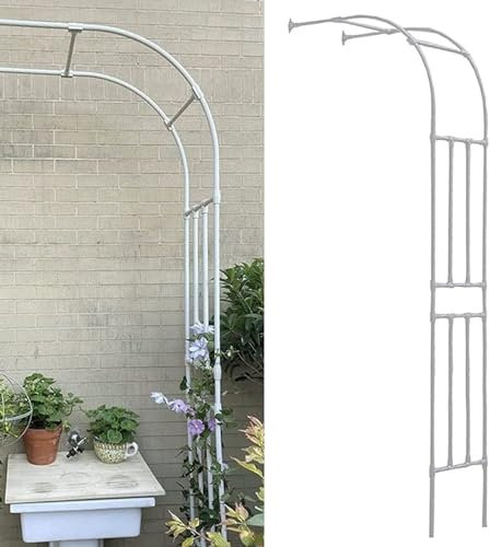 Arche de jardin à demi-face contre le mur, treillis en métal pour rosiers, tonnelle de jardin pour plantes grimpantes, rosiers, vignes, arche de jardin murale, support pour plantes pour pelouse, pat