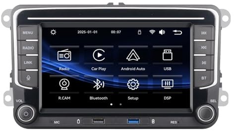 YZKONG Linux-Autoradio für VW Golf 5 6 Passat Jetta Caddy EOS T5 Tiguan Touran CC Polo | Wireless CarPlay/Android Auto/Bluetooth/FM/AM/RDS/USB