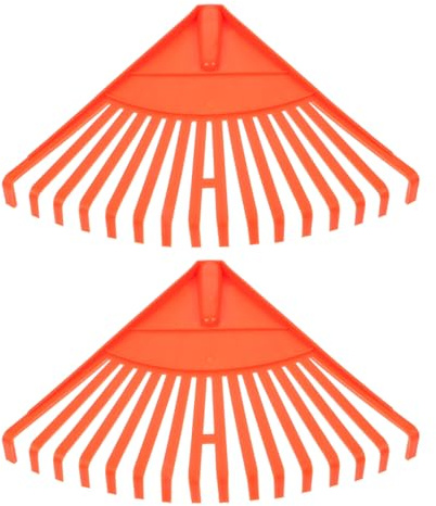 Mikikit Rastrillos para Hojas De Jardín y Césped Portátil, 16 Dientes De Plástico Naranja, Herramienta De Jardinería para Limpieza De Césped y Exteriores, Rastro Manual Resistente