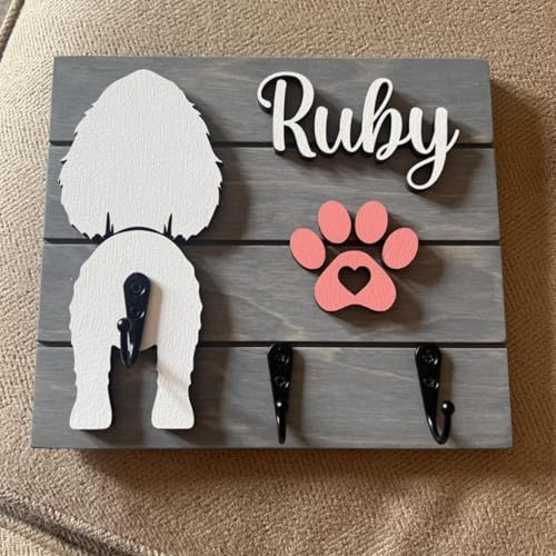 Personalisierter Hundeleinenhalter für die Wand, individuelle Holzüberfälzung, 3D-Hundeleinen-Halter, Schlüssel-Organizer, individueller Haustiernamen, Einweihungsgeschenk, Geschenk für Haustiere