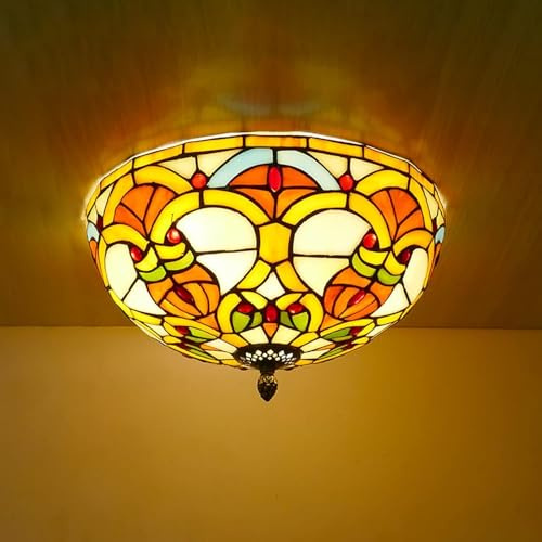 Generico Plafoniera, Lampada da soffitto a Filo da 12 Pollici a 2 luci in Stile Barocco, a Forma di Cuore, in Vetro colorato, for Isola Cucina, corridoio, Sala da Pranzo, Camera da Letto