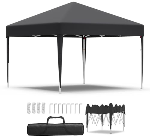 JUMMICO Pavillon 3x3 Höhenverstellbar Stabil Wasserdicht,Faltpavillon UV-Schutz 50+,Pavillion gartenpavillon für Markt, Garten, Events, faltzelt Grau