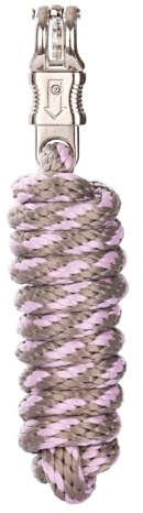 Merauno® Führstrick für Pferd - Anbindestrick in verschiedenen stylischen Designs, Führleine, Anbindeseil Pony, Esel, Ziege mit Panikhaken (Grau Violett, Panikhaken)