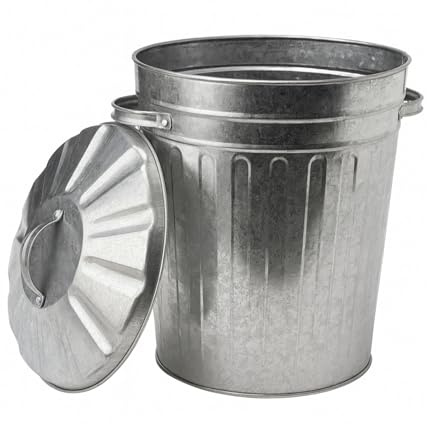 BH | 15L Mini Galvanised Dustbin | Small | Anti-Rust | Waste Recycle Trash Can Metal Rubbish Bin | Ideal For Home, Kitchen, office, Restaurants and Garden - by BEST HOUSE
