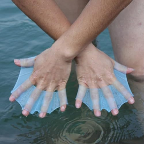 2 aletas de natación de silicona, guantes de entrenamiento con malla a mano, resistentes al agua, aletas de palma acuáticas