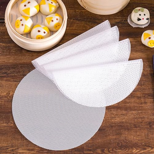 5 Pcs Silicone Steamer Mat, 25 cm Non Stick Silicone Steamer Liners | Reusable Steamer Mesh Mat, Round Dumplings Buns Mat Pad, Steamer Paper for Steamed Rolls, Dumplings, Baking, Pastries