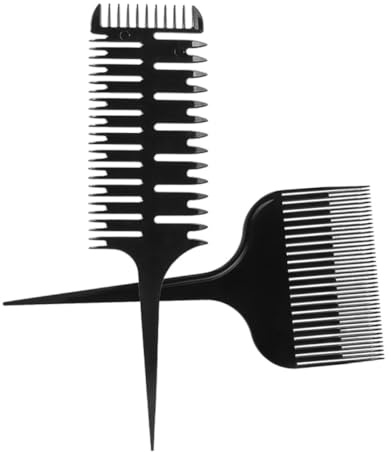 ULTECHNOVO Ensemble Professionnel de 2 Peignes à Coloration Capillaire en Plastique Noir, Résistant la Casse, Peignes Queue de Rat et Arête de Poisson pour Salons de Coiffure et Coiffage
