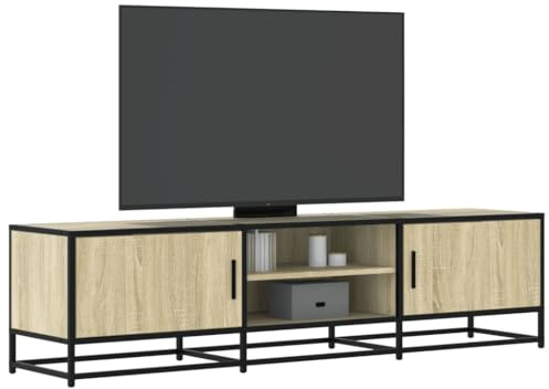 Mimdixy Mobile per TV, in legno di quercia, 160 x 35 x 41 cm, in metallo, per soggiorno, sala da pranzo, camera da letto