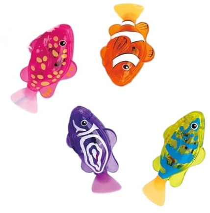 4 juguetes eléctricos interactivos de baño de peces, sensores de brillo automático, activados, juego acuático en movimiento para niños pequeños, sensor activado para natación, regalo de peces