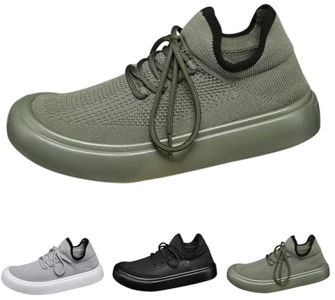 Lätta sommarskor för män, slip-in skor för män, bred tåbox sneakers, ventilerande joggingskor, mjuka träningsskor, lätta promenadskor, platta sulor, slip-skor för fritid, fitness, Grön, 39 EU