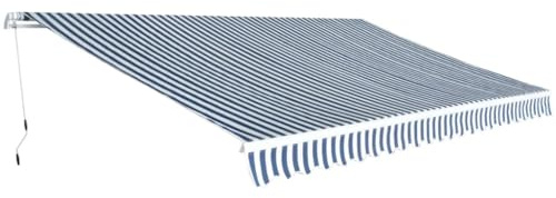 Nqyjm Toldo de brazo articulado manual, 500 m, color azul y blanco para jardín, terraza, exterior