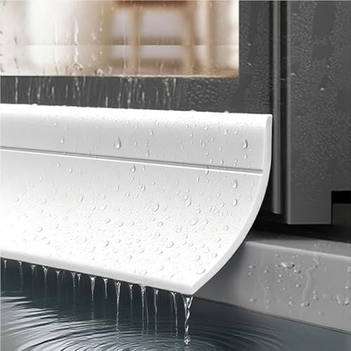 Barriera Impermeabile per Porte e Finestre, Parapioggia Autoadesivo per Davanzale e Bordo Esterno, Scossalina Gocciolatoio per Finestre, Striscia Tagliabile 3m/5m/10m(White,45mm*5M)