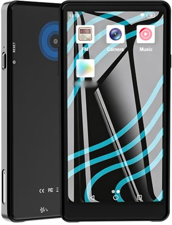 PUSOKEI MP3 Player with Bluetooth 5.0, Digital Music Player with 4.99 Full Touchscreen & Speaker, 4GB RAM 64GB ROM, 1080P MP4 Players with 16MP Camera, Ebook Reader