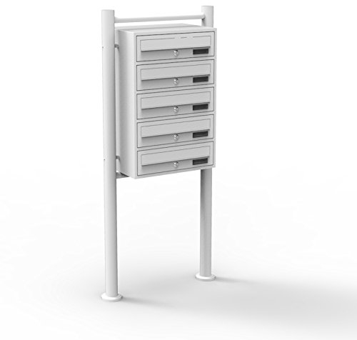 Wiltec Cassetta postale condominiale autoportante 5 posti, 1 modulo, bianco 513 x 270 x 1500 mm
