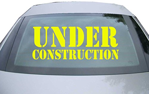 Indigos UG Aufkleber Heckscheibe & Motorklappe - neongelb - 600x228 mm - Under Construction - selbstklebender Sticker für Auto, Fenster, Bus oder LKW