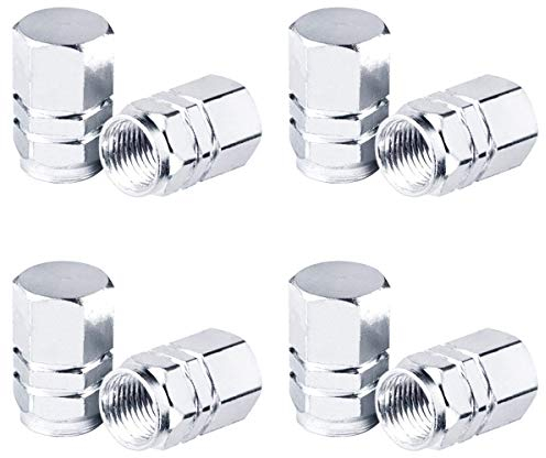 NATUCE 8 Pezzi Tappi Valvola Cappucci in Alluminio per Valvole per Auto, Moto, Bici(Argento)