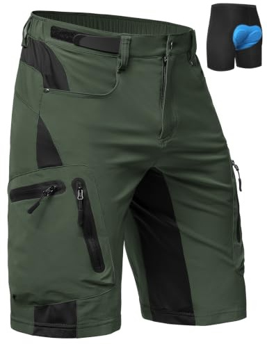 Cycorld MTB Hose Herren Radhose Fahrradhose 4D-Sitzpolster | 4-Wege-Stretch, Schnelltrocknend, Atmungsaktiv, Elastischem Bund, 6 Taschen, Outdoor, Mountainbike, Radsport