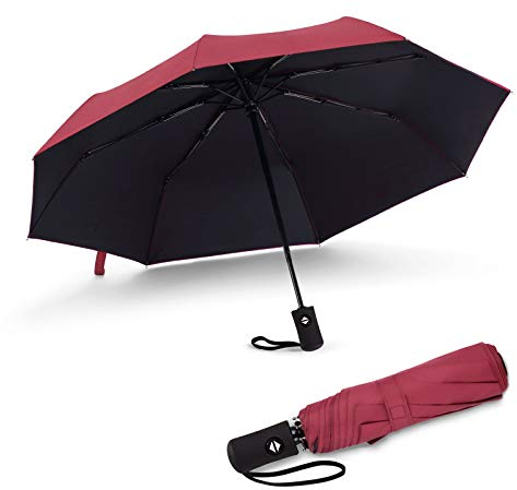 JIGUOOR Regenschirm, kompakte starke winddichte automatische Regenschirme, faltende leichte, tragbare Reise UV Golf Regenschirm für Regen, Auto Öffnen und Schließen Frauen/Männer Regenschirm