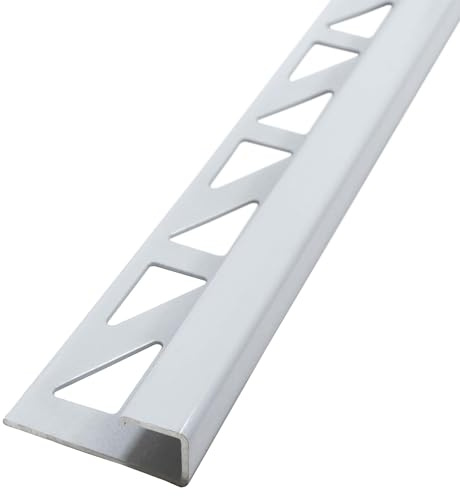 Dalsys Fliesenschiene Eckprofil 2,5m x 10mm Weiß Alu | Quadratprofil, Aluminium eloxiert, für Fliesenverlegung an Wand und Boden, Fliesenschiene Zubehör