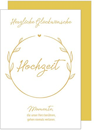 Edition Seidel Premium Glückwunschkarte zur Hochzeit mit Goldprägung und Umschlag. Karte Hochzeitskarte Grusskarte goldener Hochzeitskranz (H453 SW022)