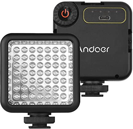 Irfora IR49S Mini Lampe de Vision Nocturne Infrarouge pour caméra vidéo, caméscope, Batterie Rechargeable intégrée avec 3 Supports de Griffe Froide pour Enregistrement vidéo Vlog