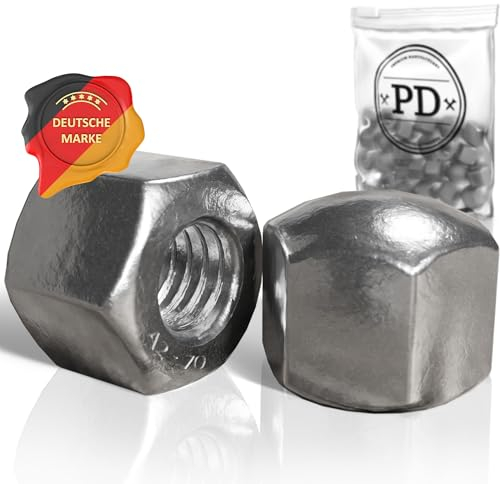PD® Ecrou Borgne Inox M8 (DIN 917) | Ecrous Borgne Hexagonal en Acier Inoxydable A2 V2A | Ecrou Inox pour Vis, Boulons Filetés & Tiges Filetées | Ecrous Capuchons de protection | 10 pièces